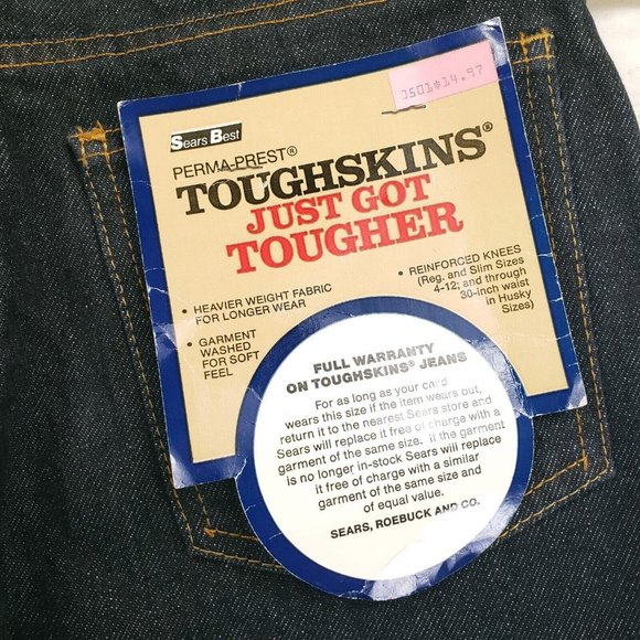 NWT Sears Toughskins Tough Skins Blue Jeans Size 29x28 Measure 28x28 Deadstock - Picture 8 of 12